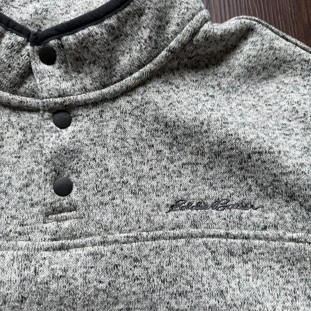 Eddie Bauer Heather Gray Snap Fleece Pullover Men’s XXL Gorpcore
